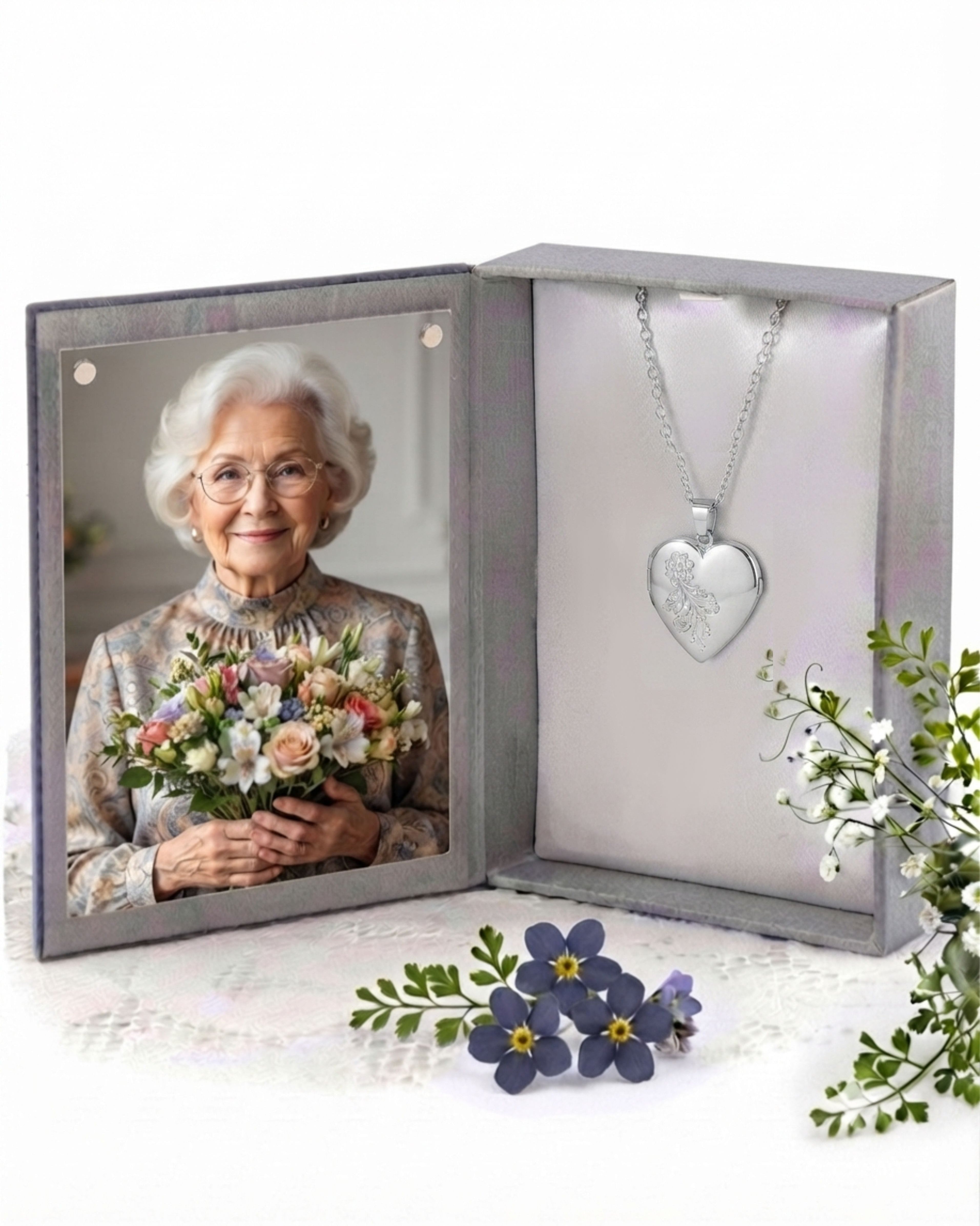 Cara Keepsakes Gold Locket Urns White Gold 'Forget Me Not' Locket Urn (14K)