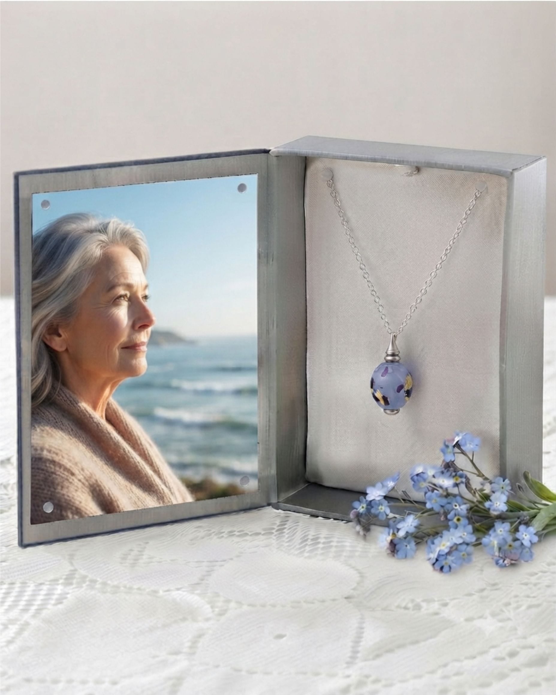 Cara Keepsakes Murano Glass Pendant Urns Murano Glass Pendant - 'Ocean Mist' Olive