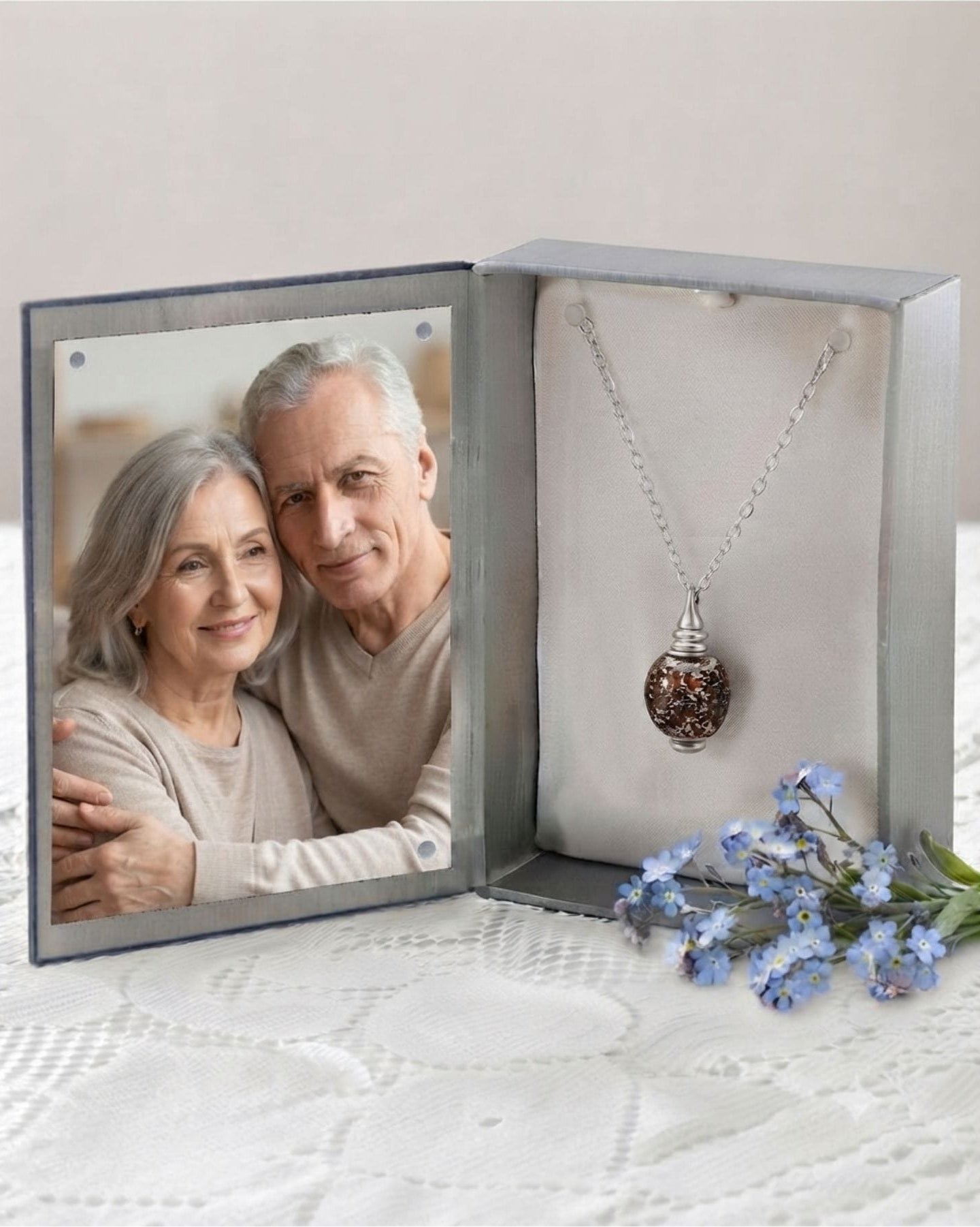 Cara Keepsakes Murano Glass Pendant Urns Murano Glass Pendant Urn - 'Everlasting Embrace' Olive
