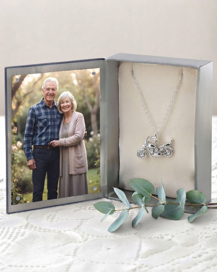 Cara Keepsakes Silver Pendant Urns Motorcycle Pendant Urn