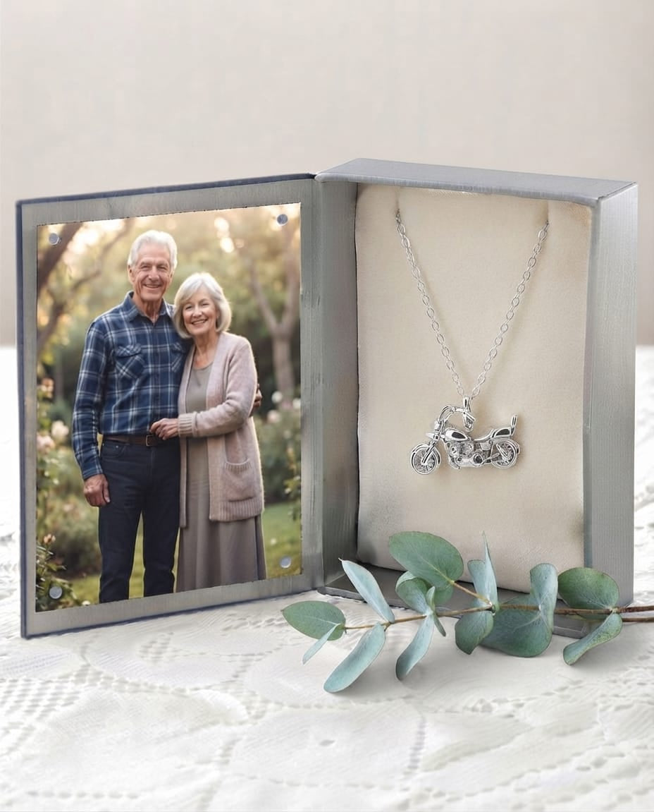 Cara Keepsakes Silver Pendant Urns Motorcycle Pendant Urn