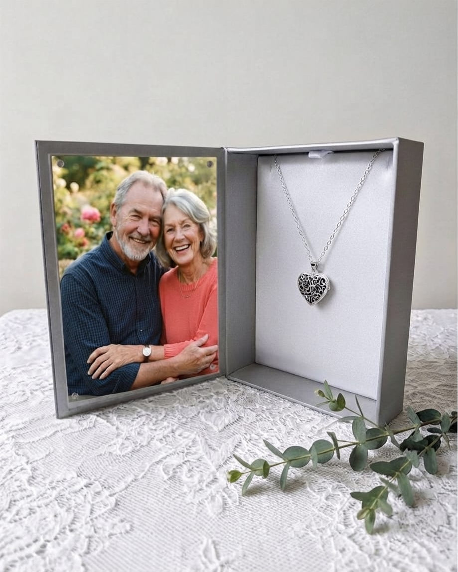 Cara Keepsakes Gold Locket Urns White Gold Filigree Heart Locket Urn (14K)