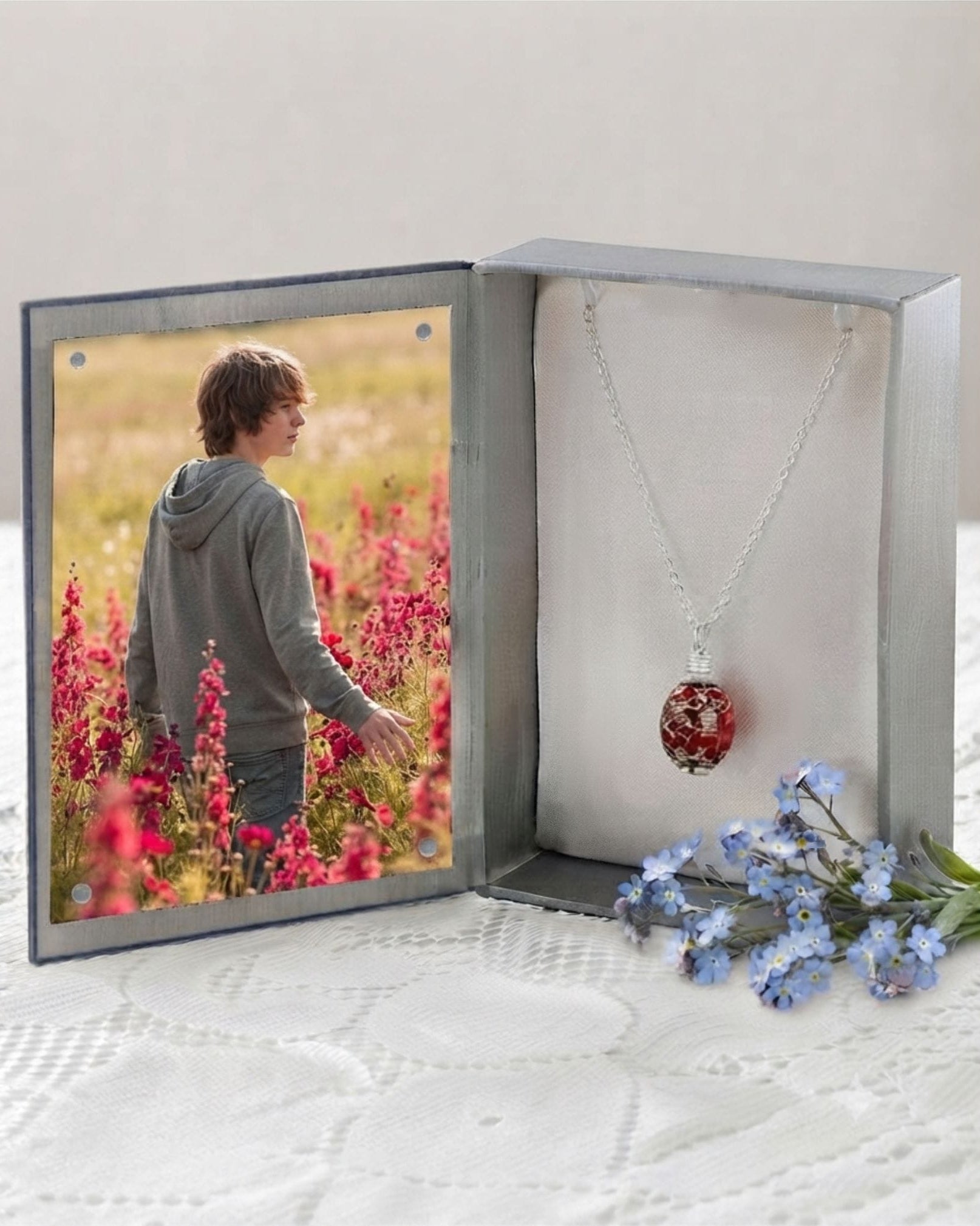 Cara Keepsakes Murano Glass Pendant Urns Murano Glass Pendant Urn - 'Beloved' Olive