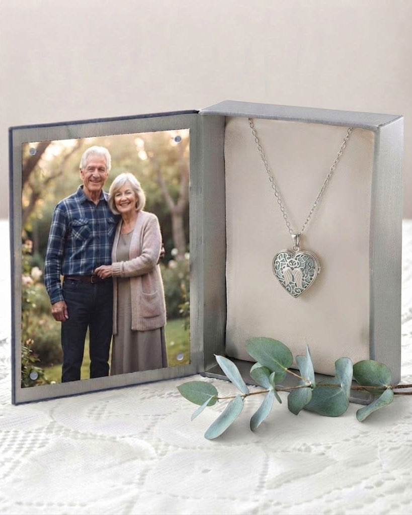 Cara Keepsakes Silver Locket Urns Angel Heart Locket Urn