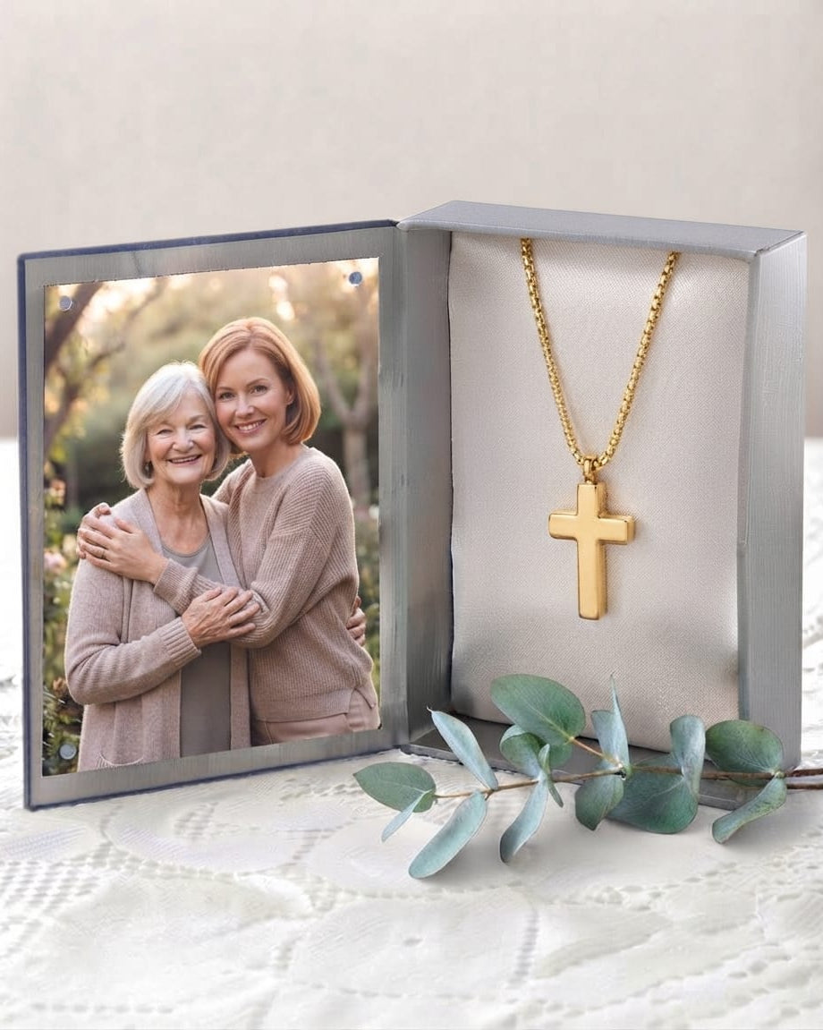 Cara Keepsakes Stainless Steel Gold-Plated Stainless Steel Cross Pendant Urn