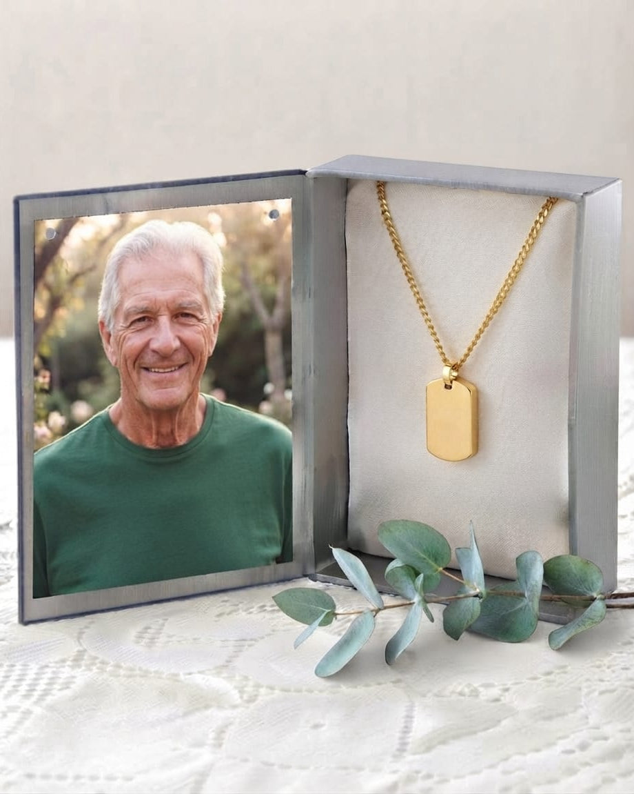 Cara Keepsakes Stainless Steel Gold-Plated Stainless Steel Tag Pendant Urn