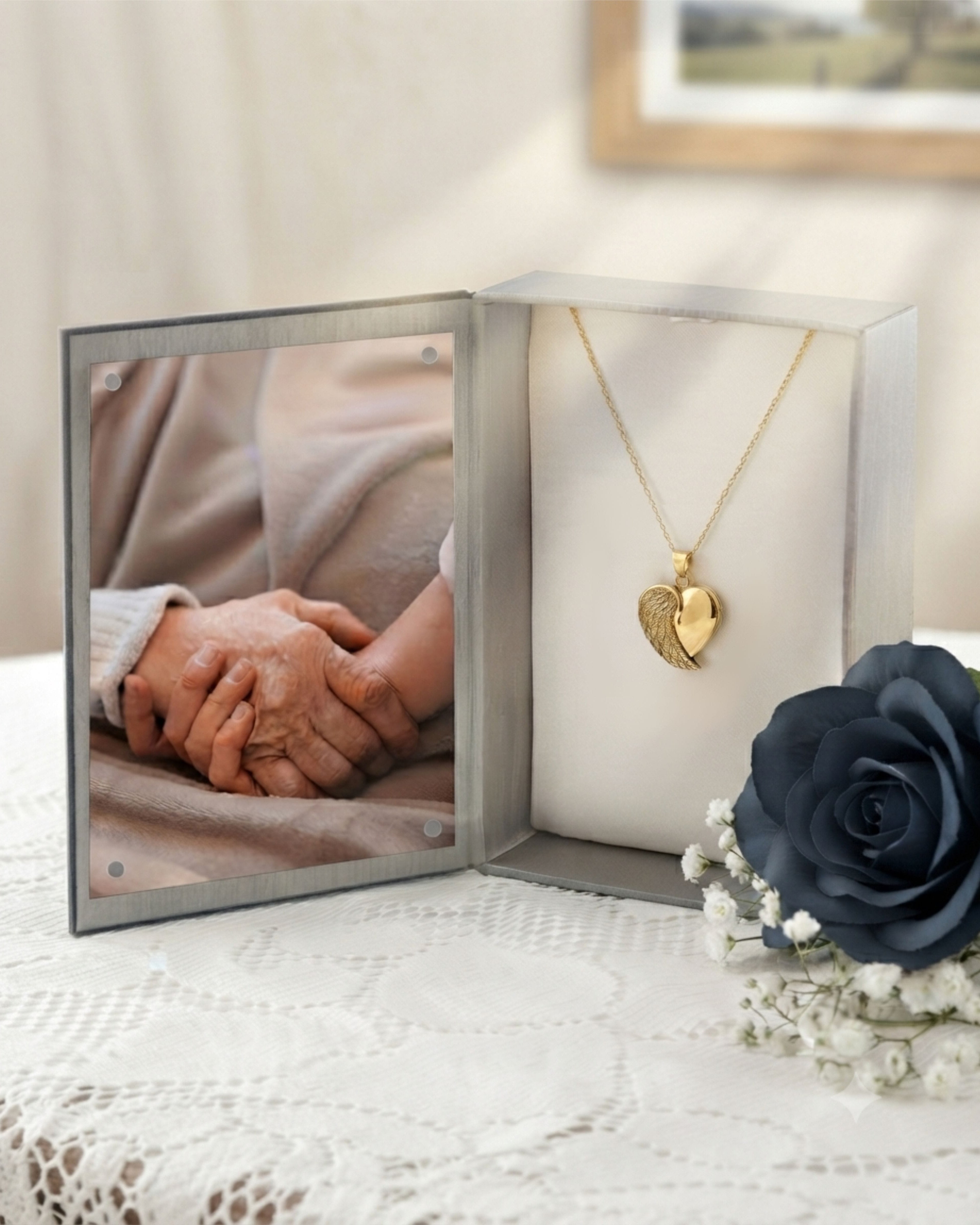 Cara Keepsakes Gold Pendant Urns Gold Angel Wing Pendant Urn (10K)