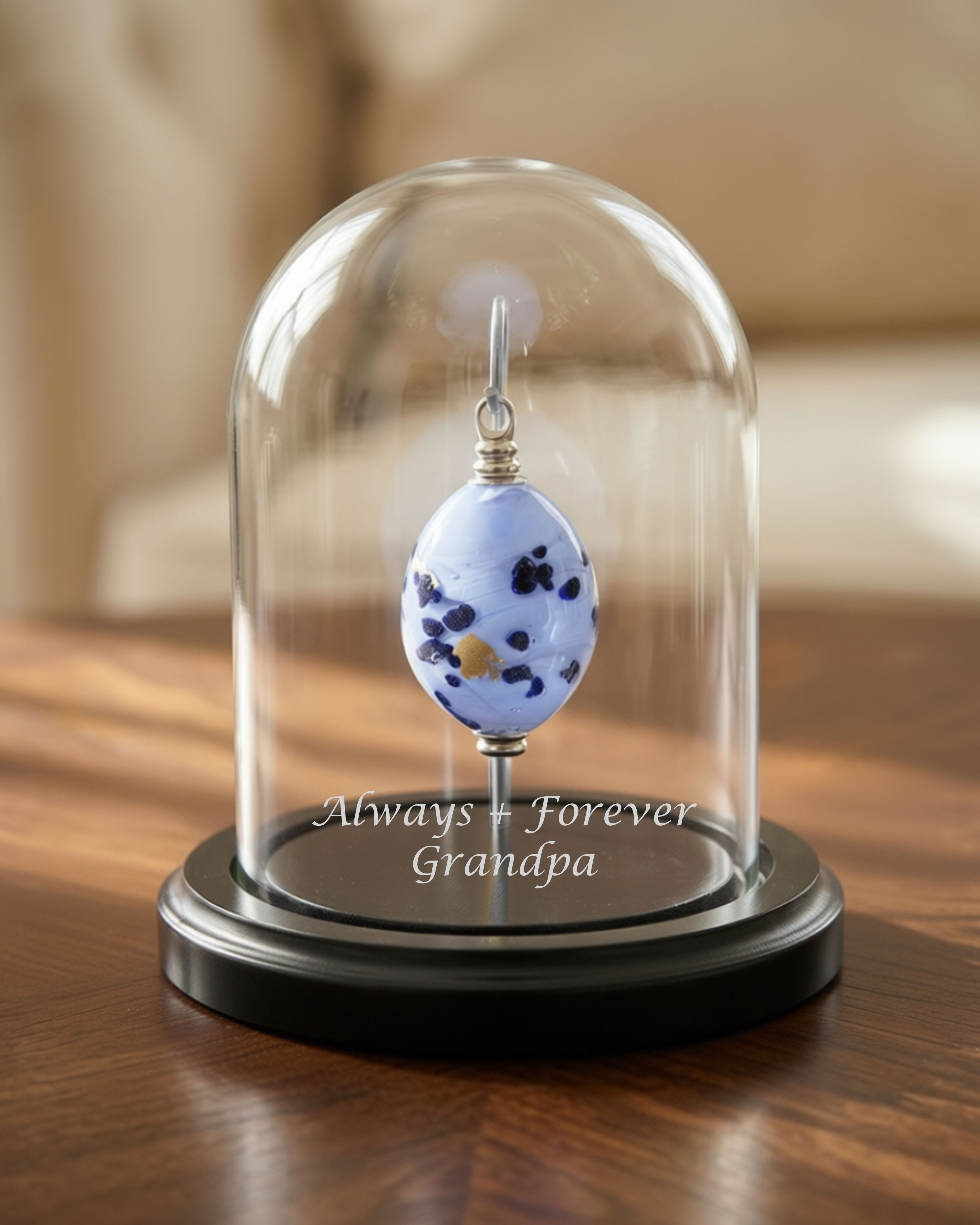 Cara Keepsakes Keepsake Urn Mini Urn with Glass Dome Keepsake Urn - "Ocean Mist"