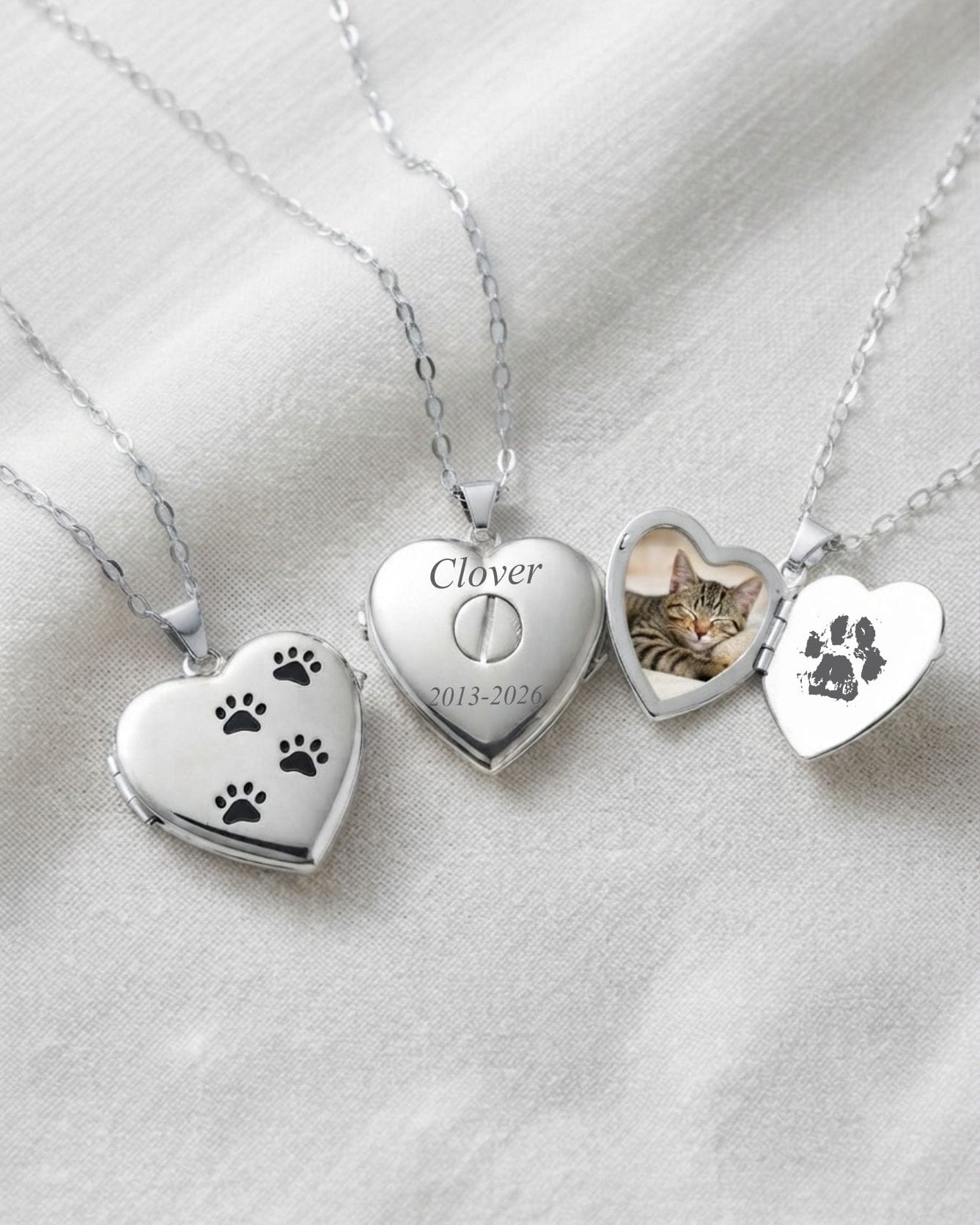 Cara Keepsakes Silver Locket Urns Paw Print Locket Urn