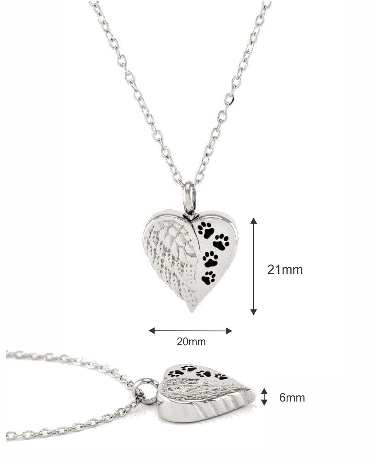 Cara Keepsakes Stainless Steel Stainless Steel Angel Wing Urn with Paw Prints