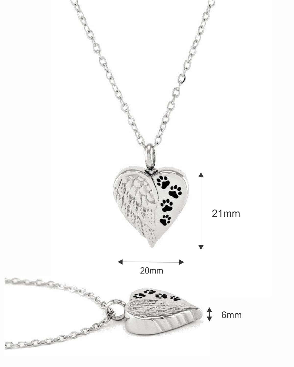 Cara Keepsakes Stainless Steel Stainless Steel Angel Wing Urn with Paw Prints