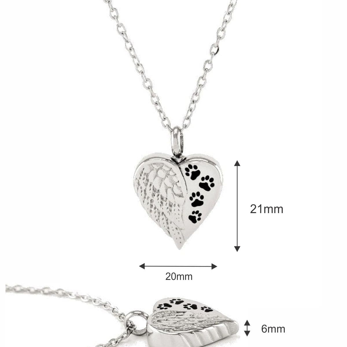 Cara Keepsakes Stainless Steel Stainless Steel Angel Wing Urn with Paw Prints