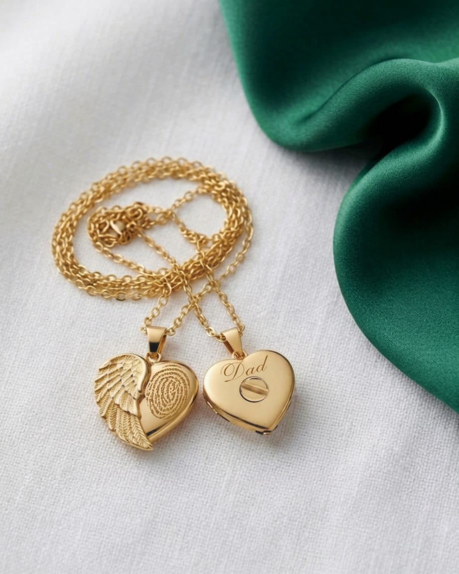 Cara Keepsakes Gold Pendant Urns Gold Angel Wing Pendant Urn (10K)