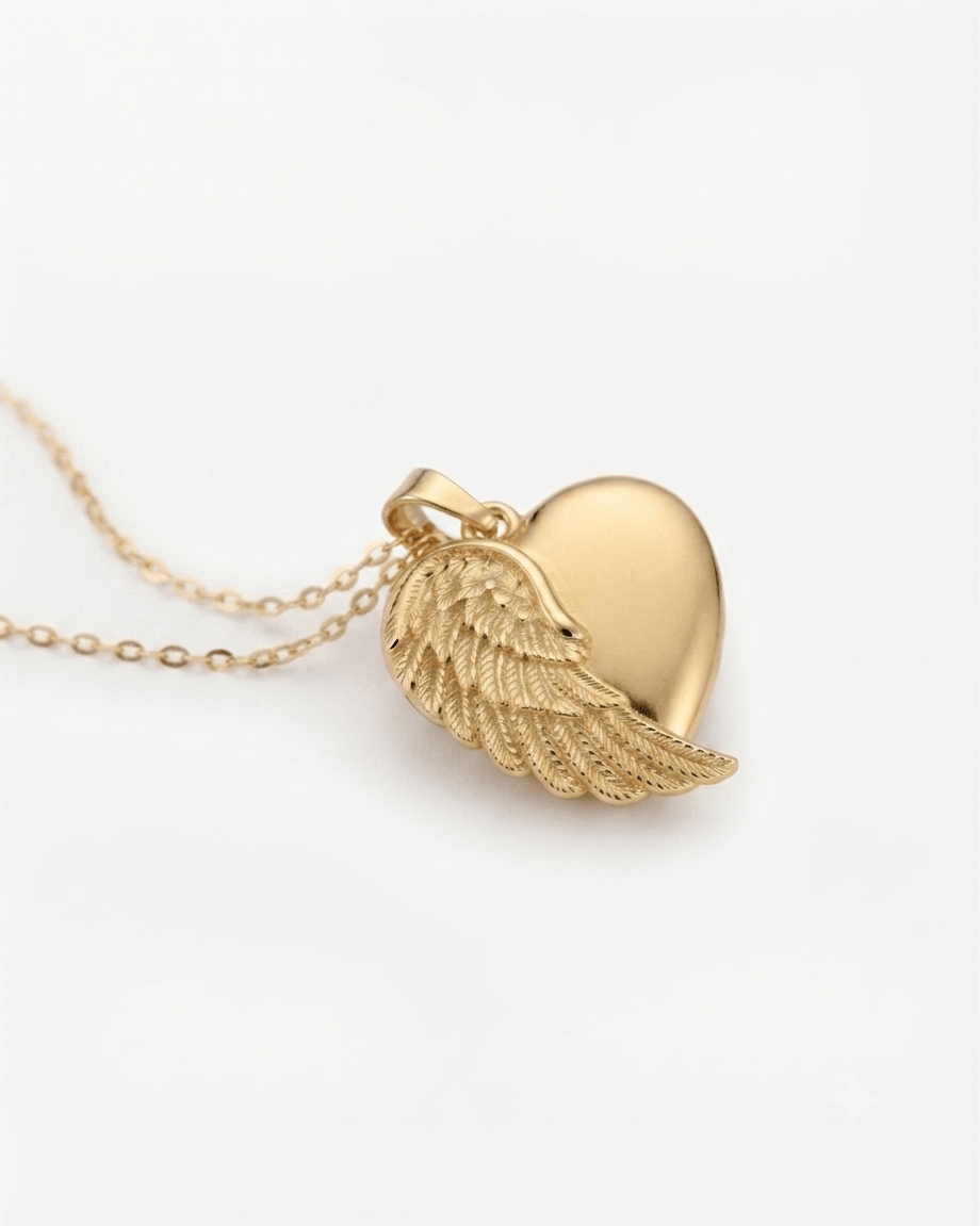 Cara Keepsakes Gold Pendant Urns Gold Angel Wing Pendant Urn (10K)