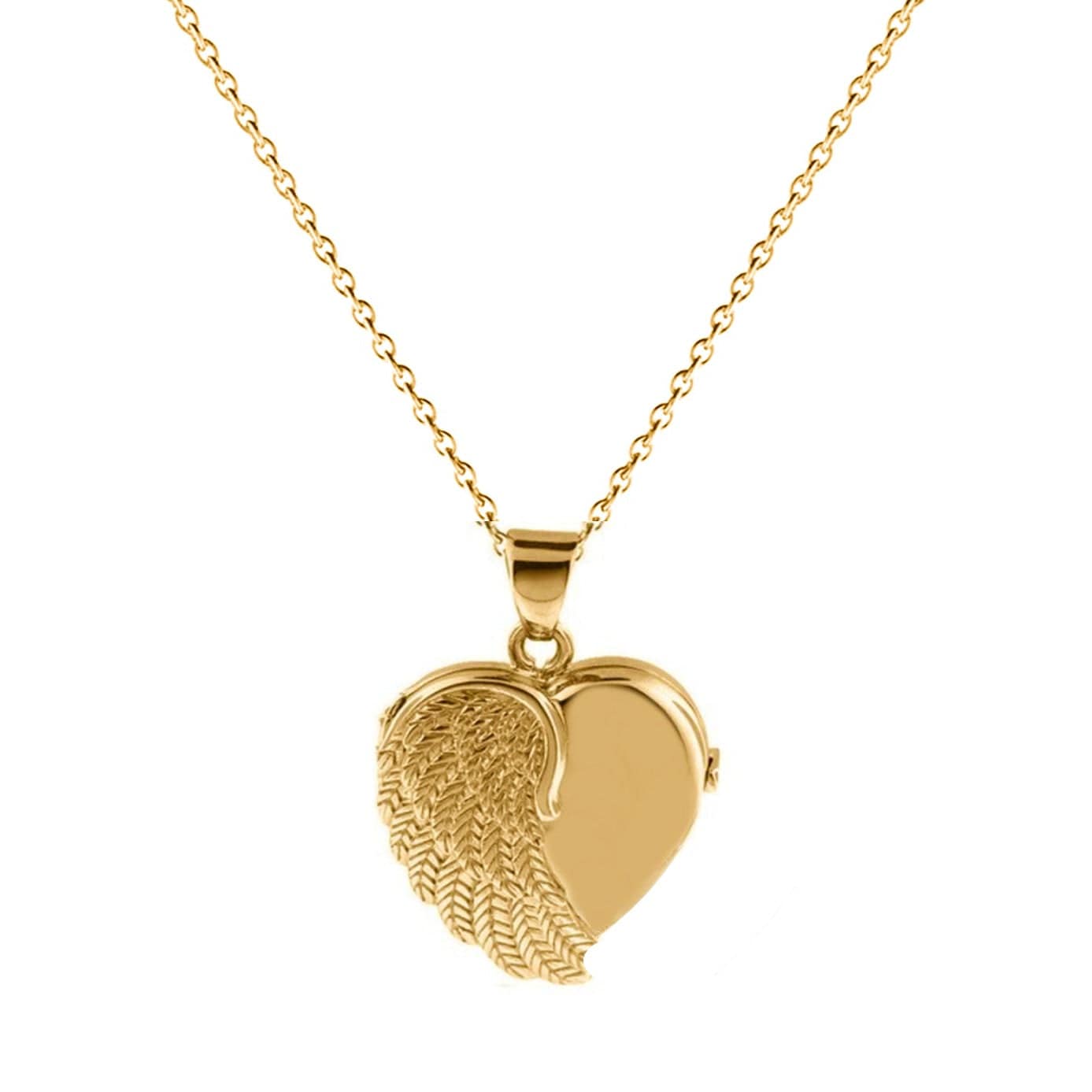 Cara Keepsakes Gold Locket Urns Gold Angel Wing Locket Urn (14K)
