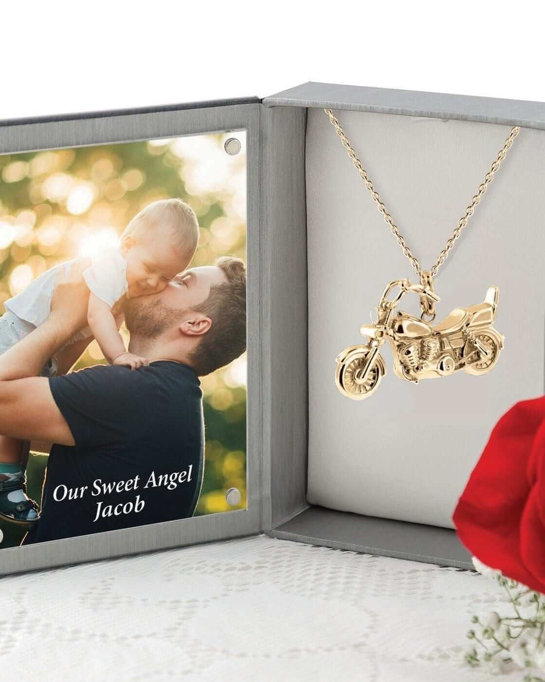 Cara Keepsakes Gold Pendant Urns Gold Motorcycle Pendant Urn (10K)