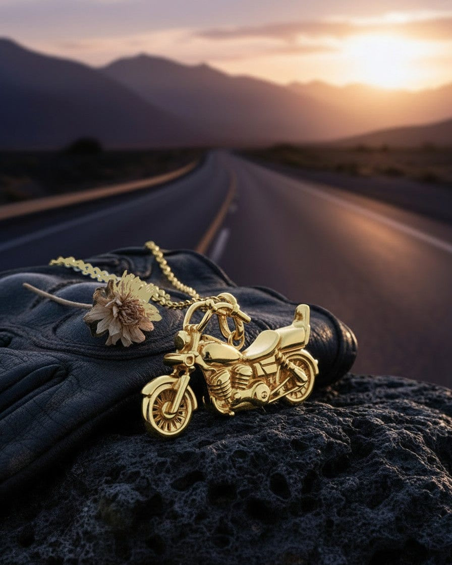 Cara Keepsakes Gold Pendant Urns Gold Motorcycle Pendant Urn (10K)