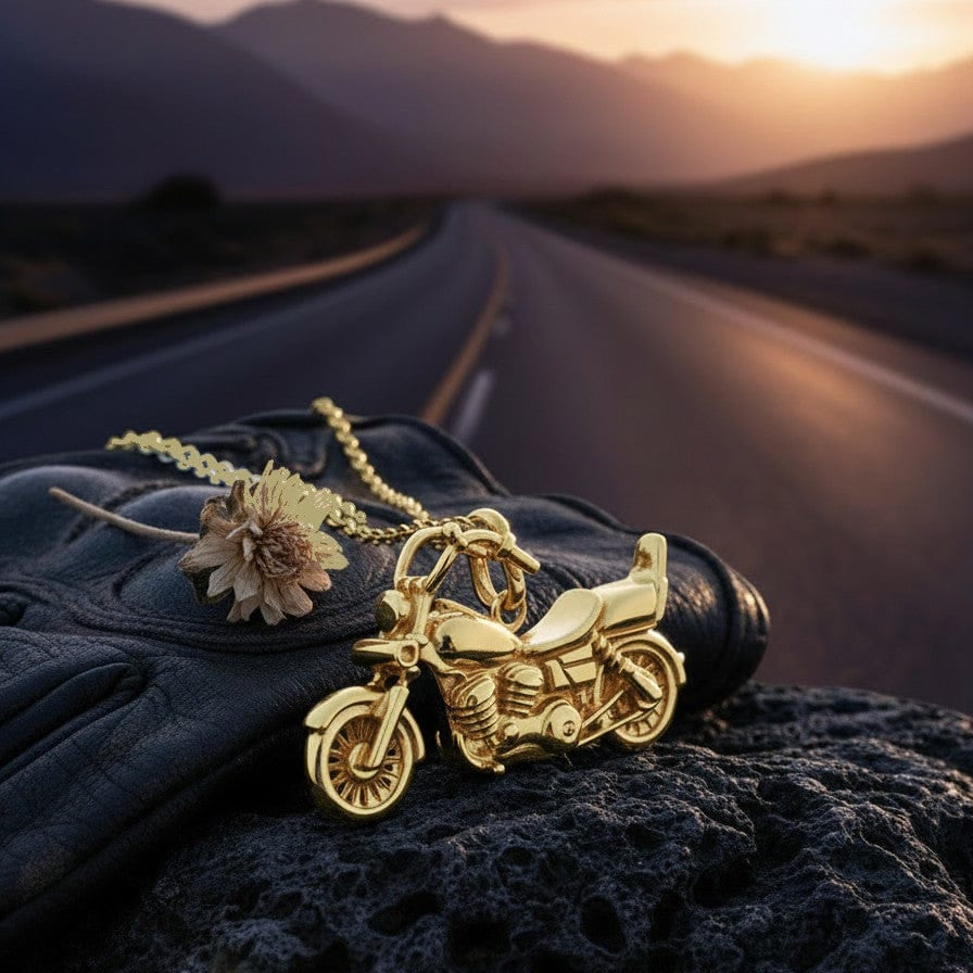 Cara Keepsakes Gold Pendant Urns Gold Motorcycle Pendant Urn (10K)