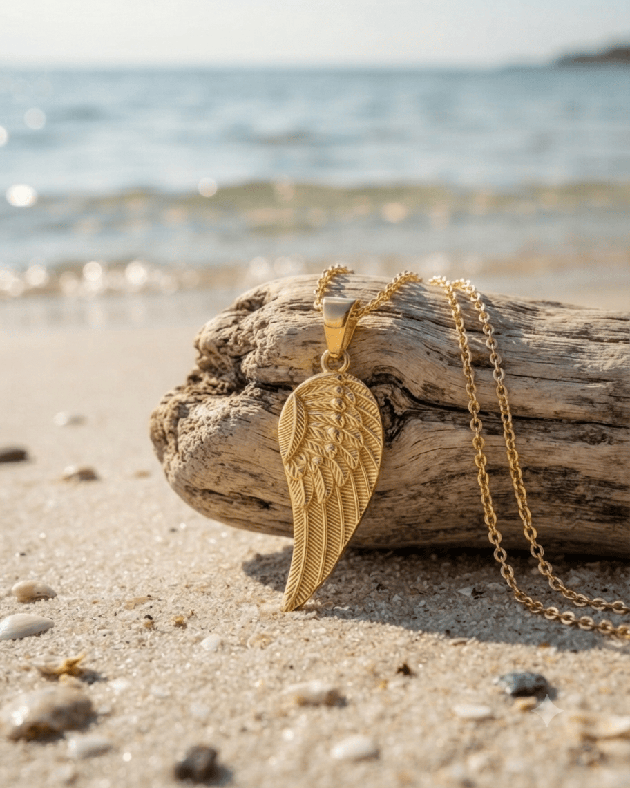 Cara Keepsakes Gold Pendant Urns Gold Guardian Angel Pendant Urn (10K)