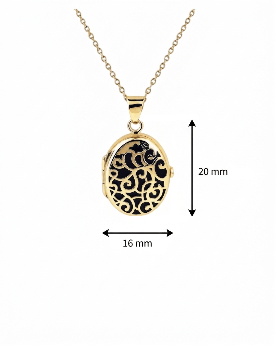 Cara Keepsakes Gold Locket Urns Gold Filigree Oval Locket Urn (14K)