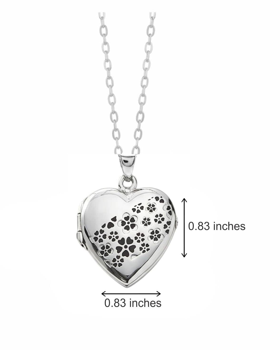 Cara Keepsakes Silver Locket Urns Silver Heart Locket Urn - Flowers