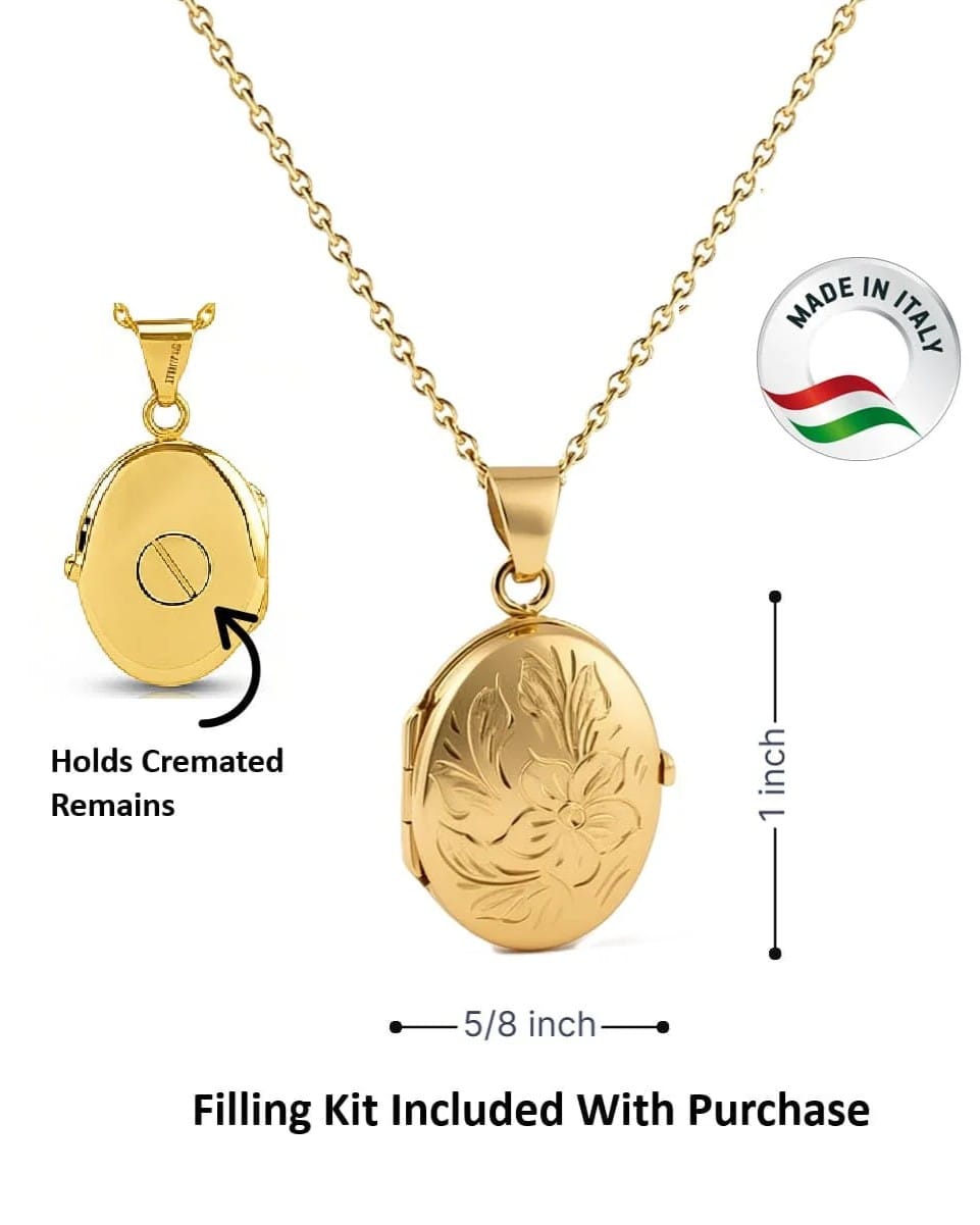 Cara Keepsakes Gold Locket Urns Gold Oval 'Wildflower' Locket Urn (10K)