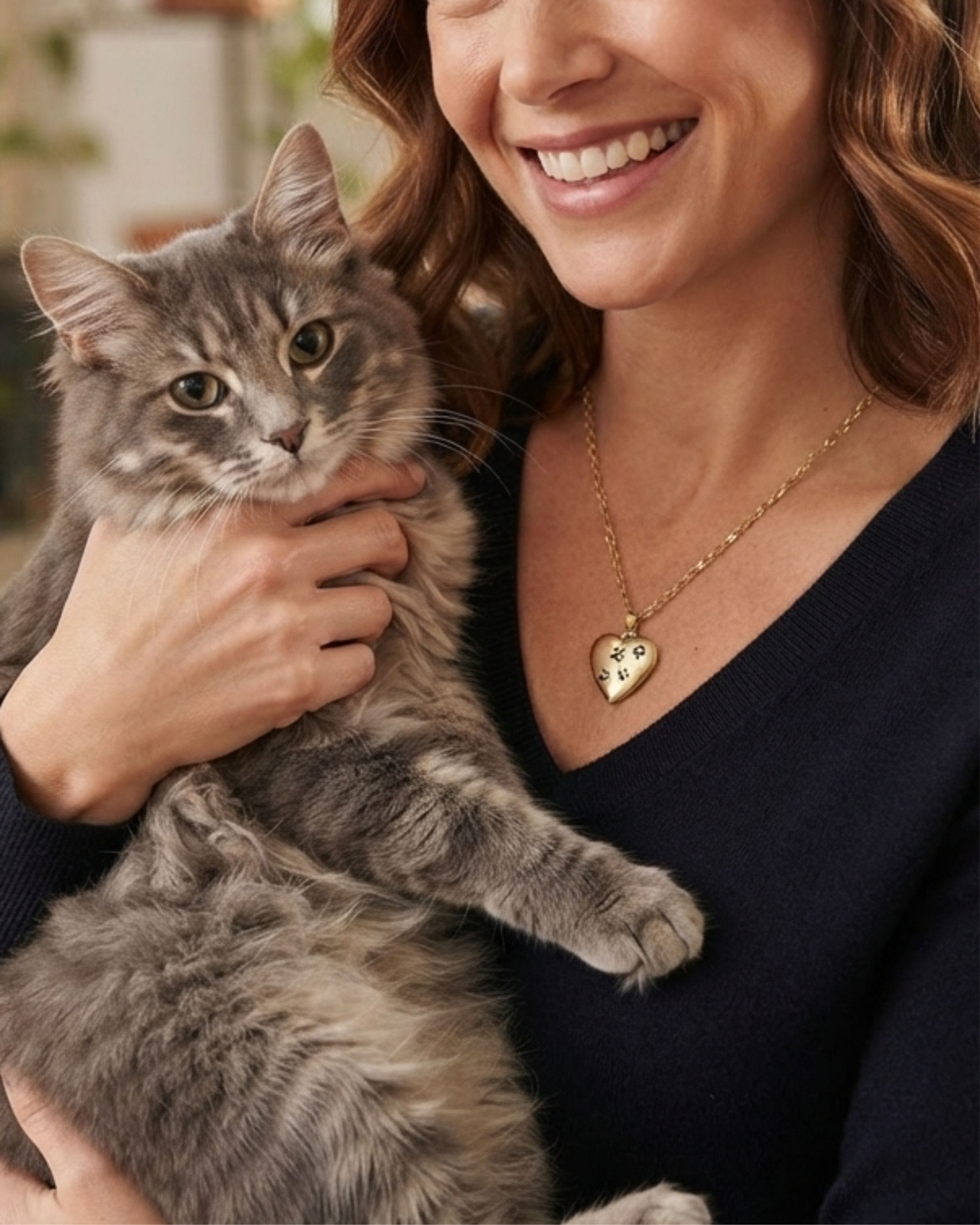 Cara Keepsakes Gold Locket Urns Gold Paw Print Locket Urn (10K)