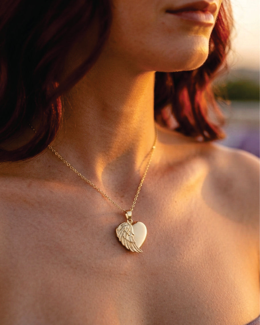 Cara Keepsakes Gold Pendant Urns Gold Angel Wing Pendant Urn (10K)