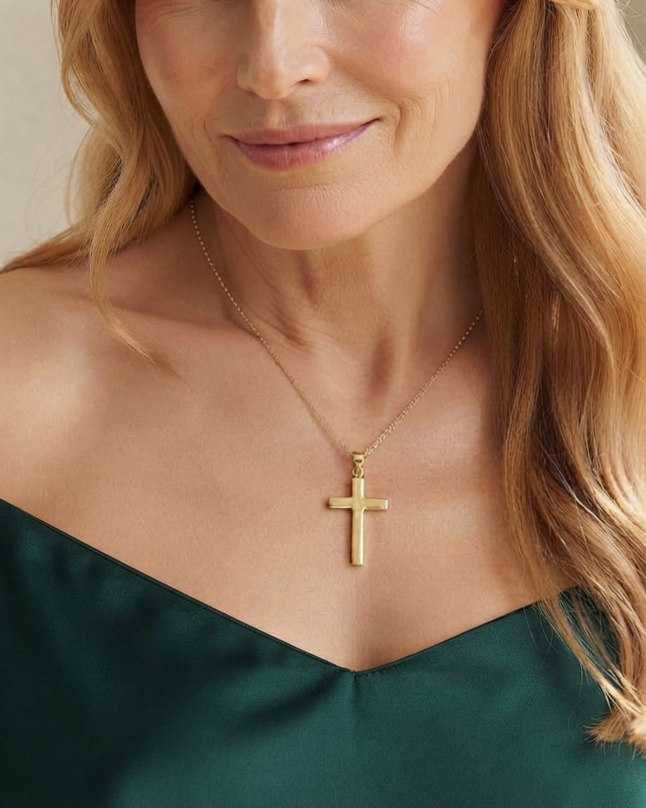Cara Keepsakes Gold Pendant Urns Gold Cross Pendant Urn (10K)