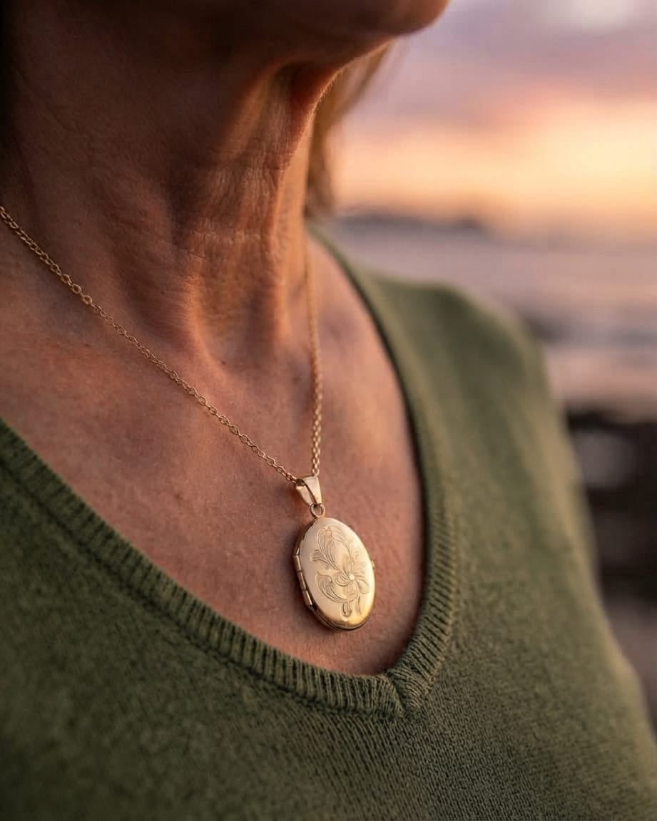 Cara Keepsakes Gold Locket Urns Gold Oval 'Wildflower' Locket Urn (10K)
