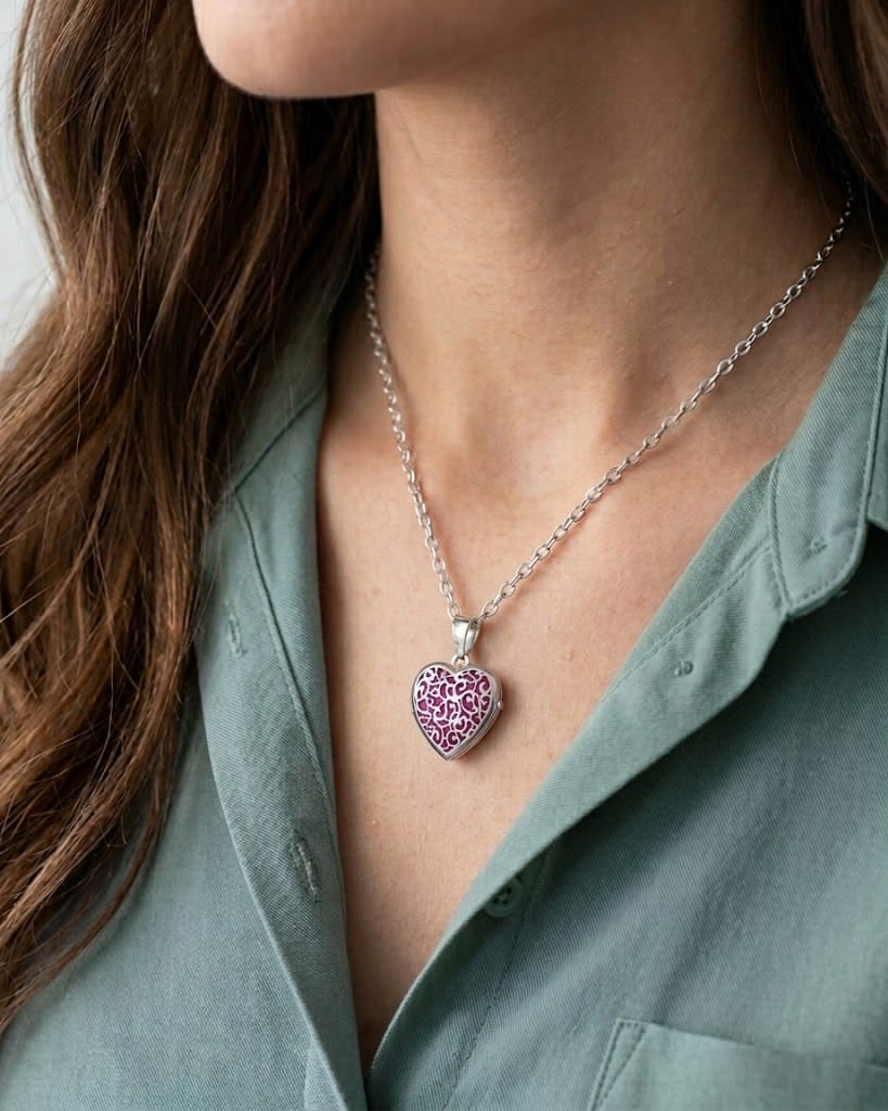 Cara Keepsakes Silver Locket Urns Silver Filigree Heart Locket Urn