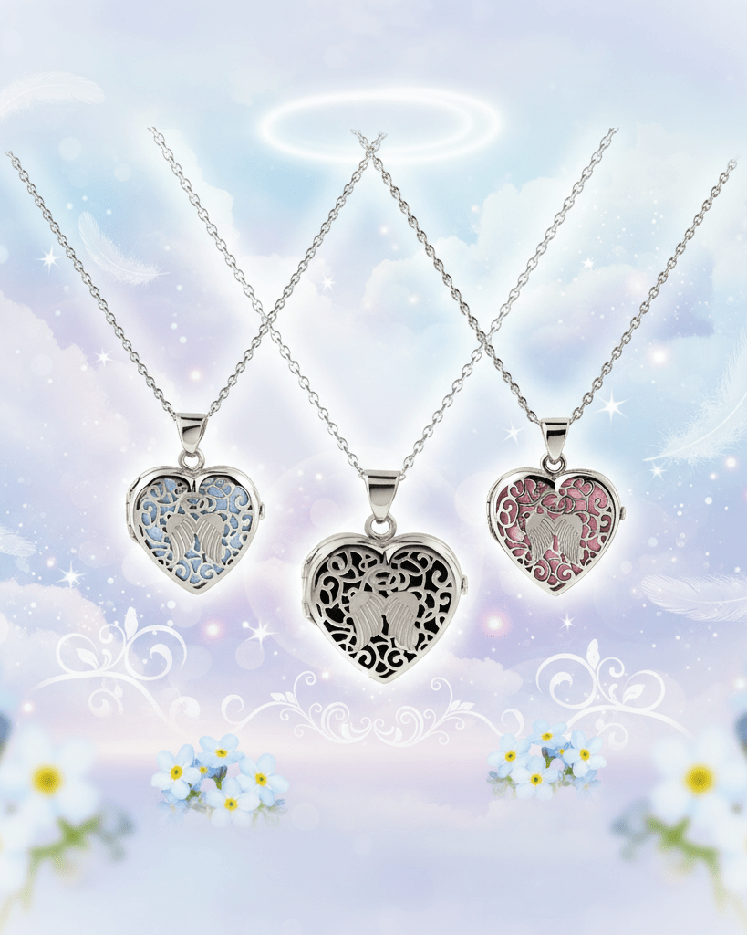 Cara Keepsakes Silver Locket Urns Angel Heart Locket Urn