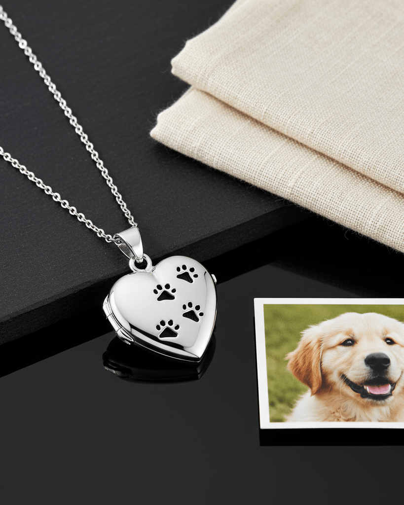 Cara Keepsakes Silver Locket Urns Paw Print Locket Urn