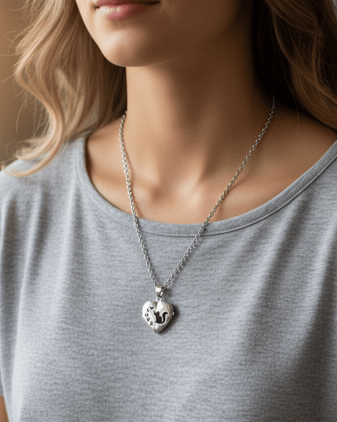 Cara Keepsakes Silver Locket Urns Cat Locket Urn