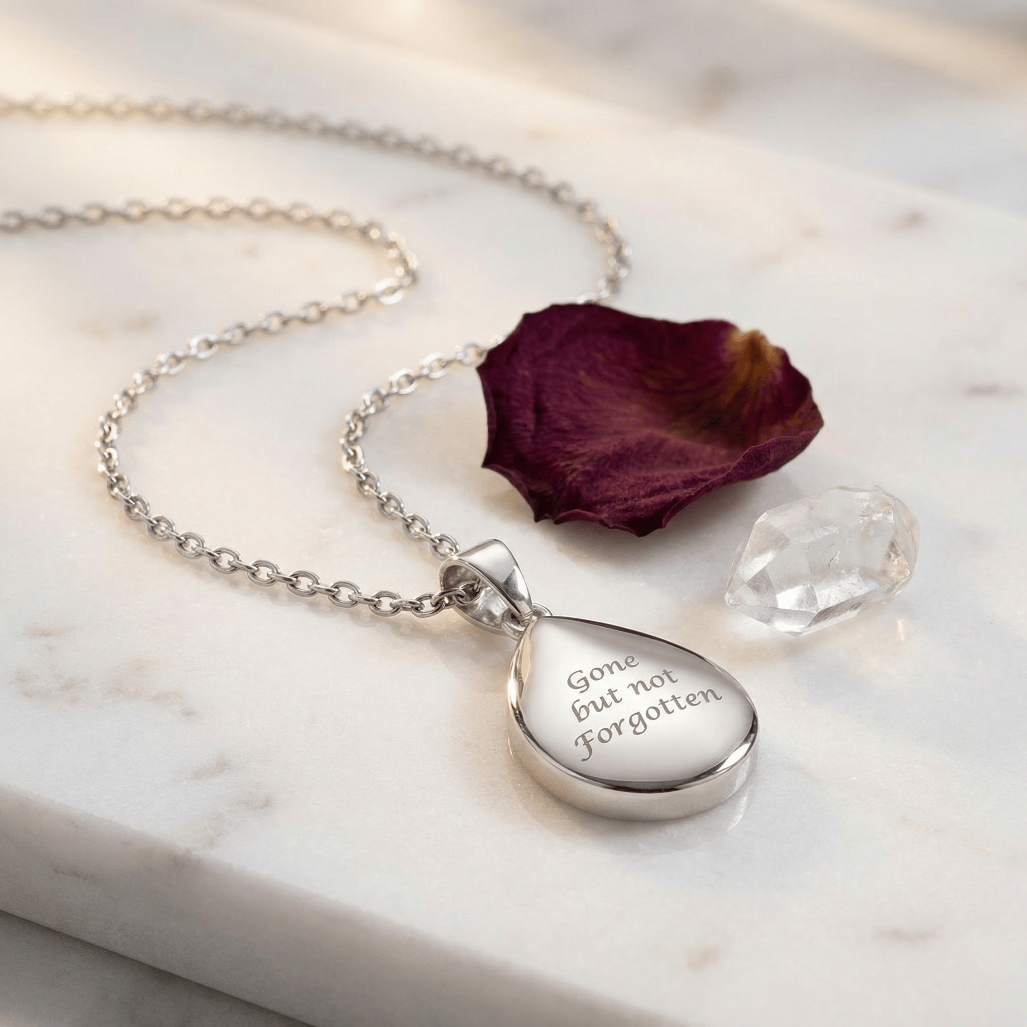 Cara Keepsakes Silver Pendant Urns Silver Teardrop Pendant Urn