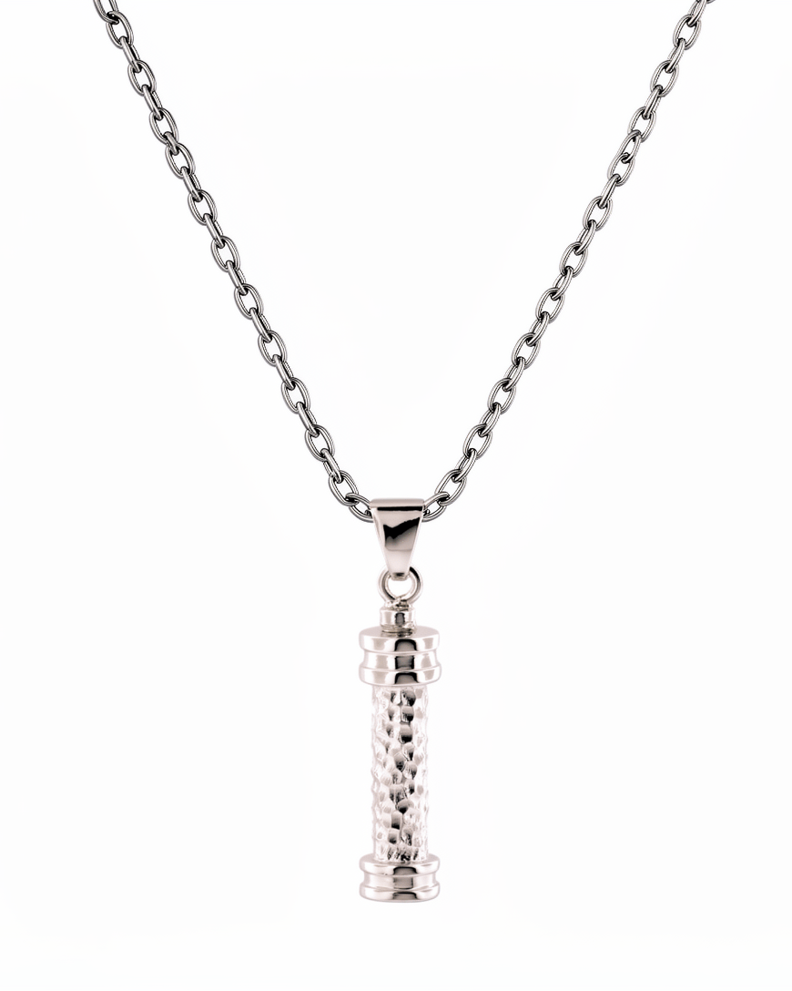 Cara Keepsakes Silver Pendant Urns Hammered Cylinder Pendant Urn
