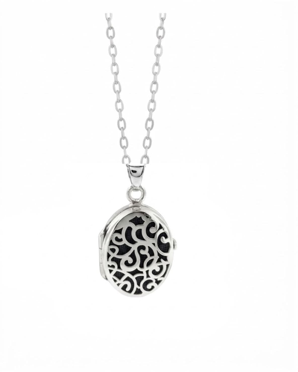 Cara Keepsakes Silver Locket Urns Black Silver Filigree Oval Locket Urn