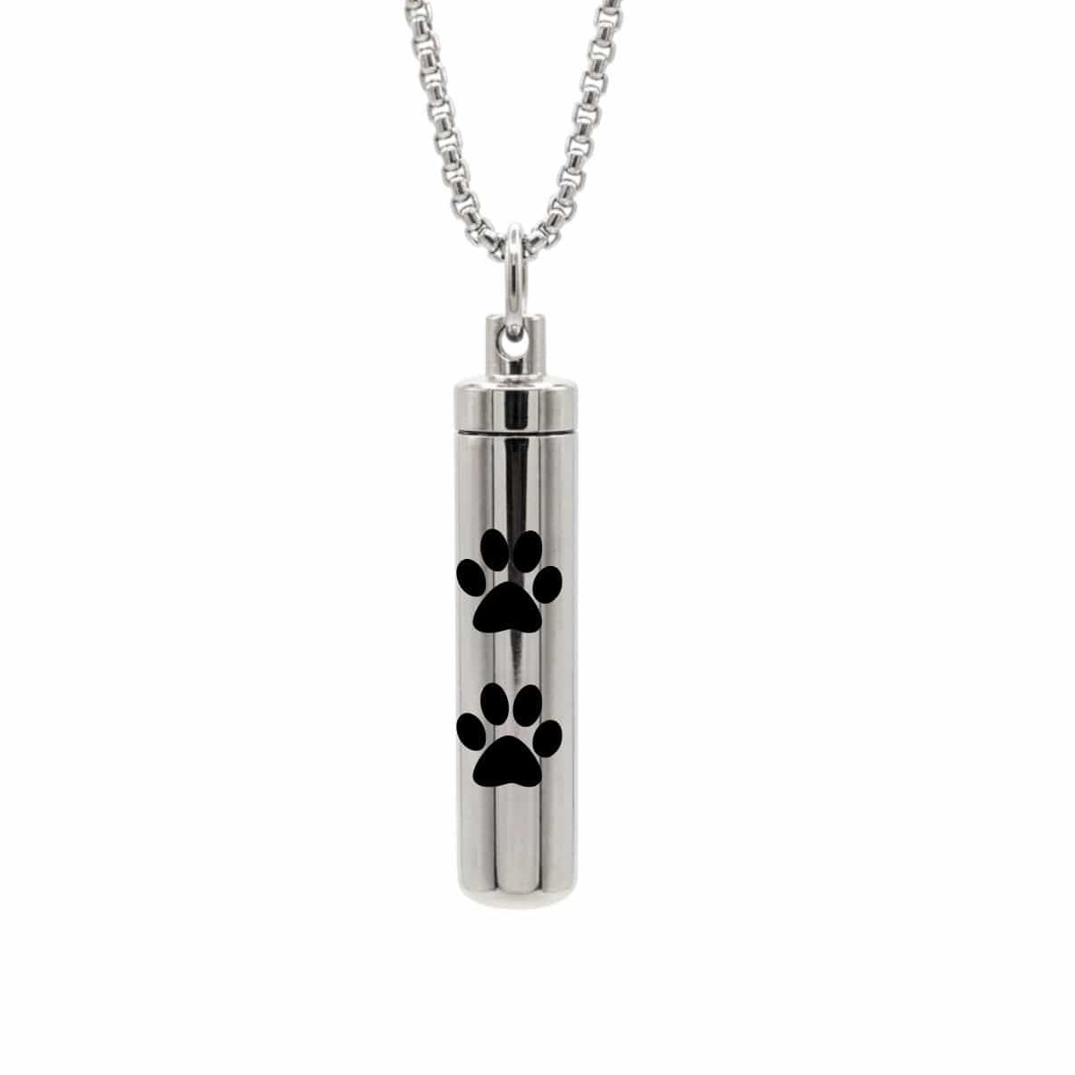 Cara Keepsakes Stainless Steel Stainless Steel Paw Print Cylinder Urn