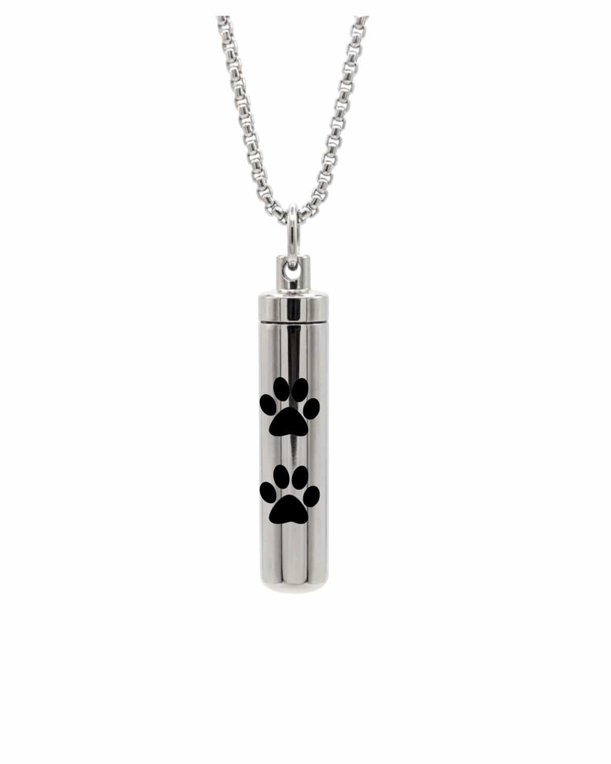 Cara Keepsakes Stainless Steel Stainless Steel Paw Print Cylinder Urn