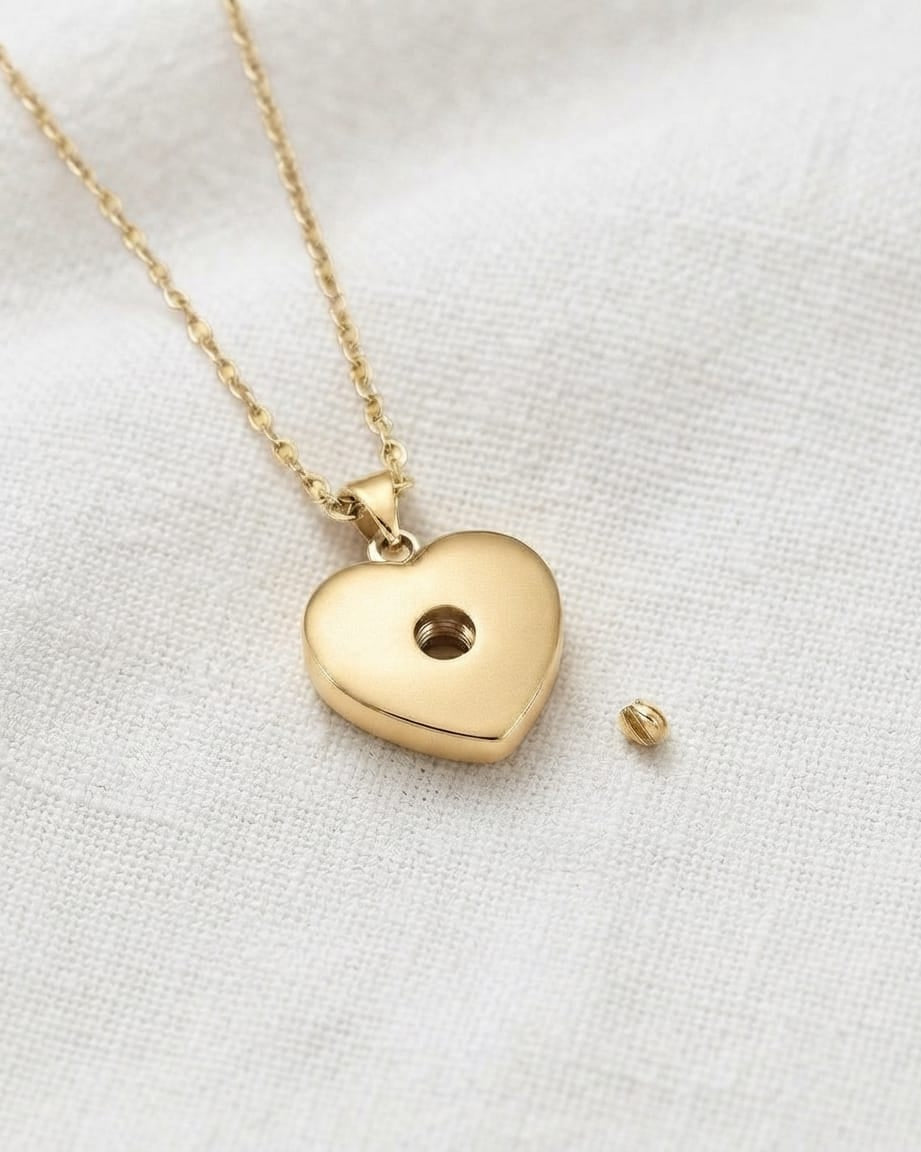 Cara Keepsakes Gold Pendant Urns Small Gold Heart Pendant Urn (10K)
