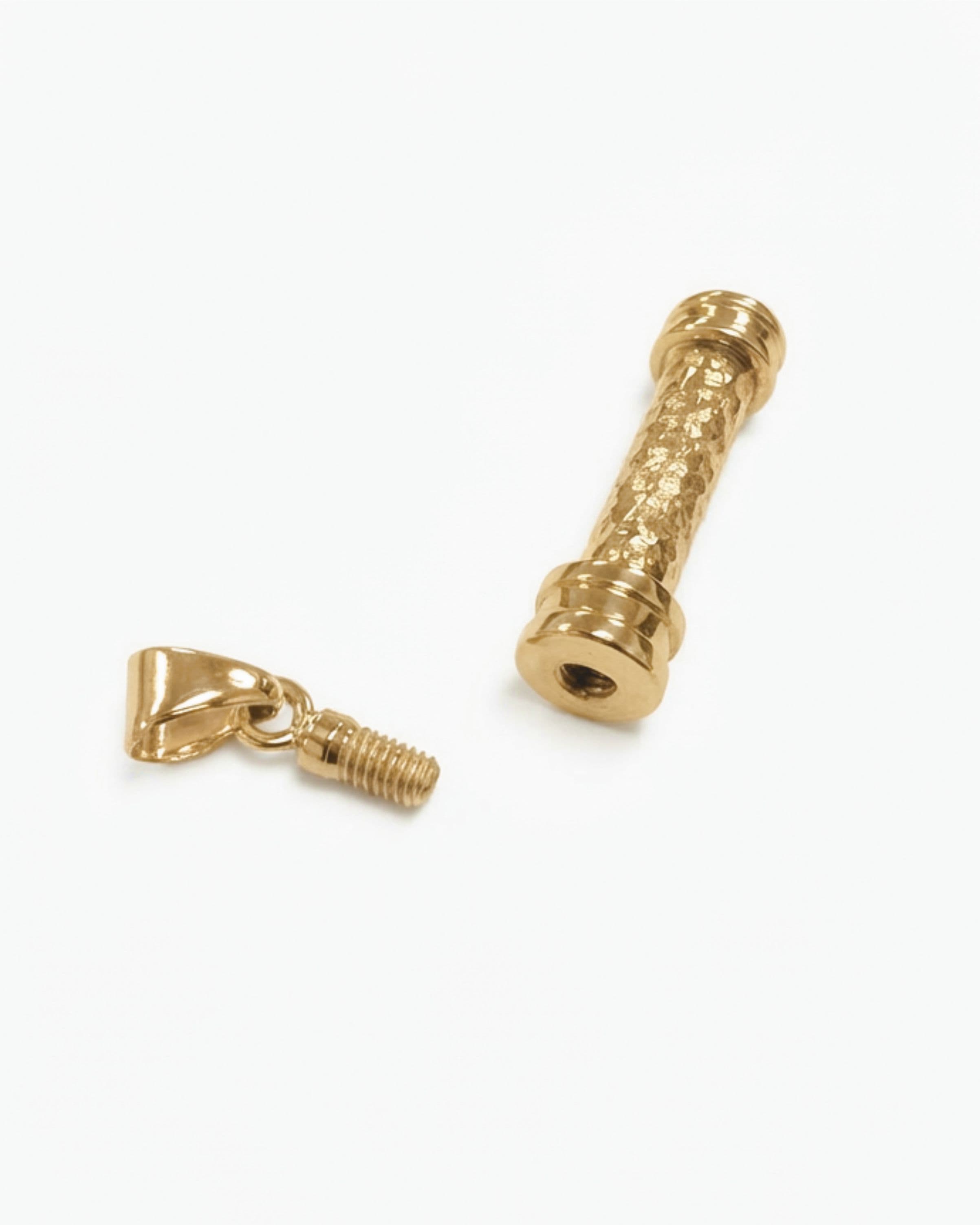 Cara Keepsakes Gold Pendant Urns Gold Hammered Cylinder Pendant Urn (10K)