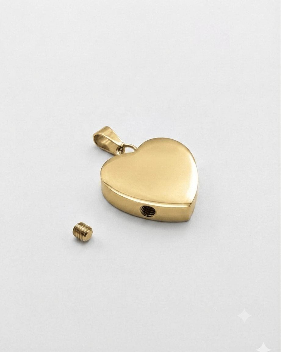 Cara Keepsakes Stainless Steel Gold-Plated Stainless Steel Heart Pendant Urn