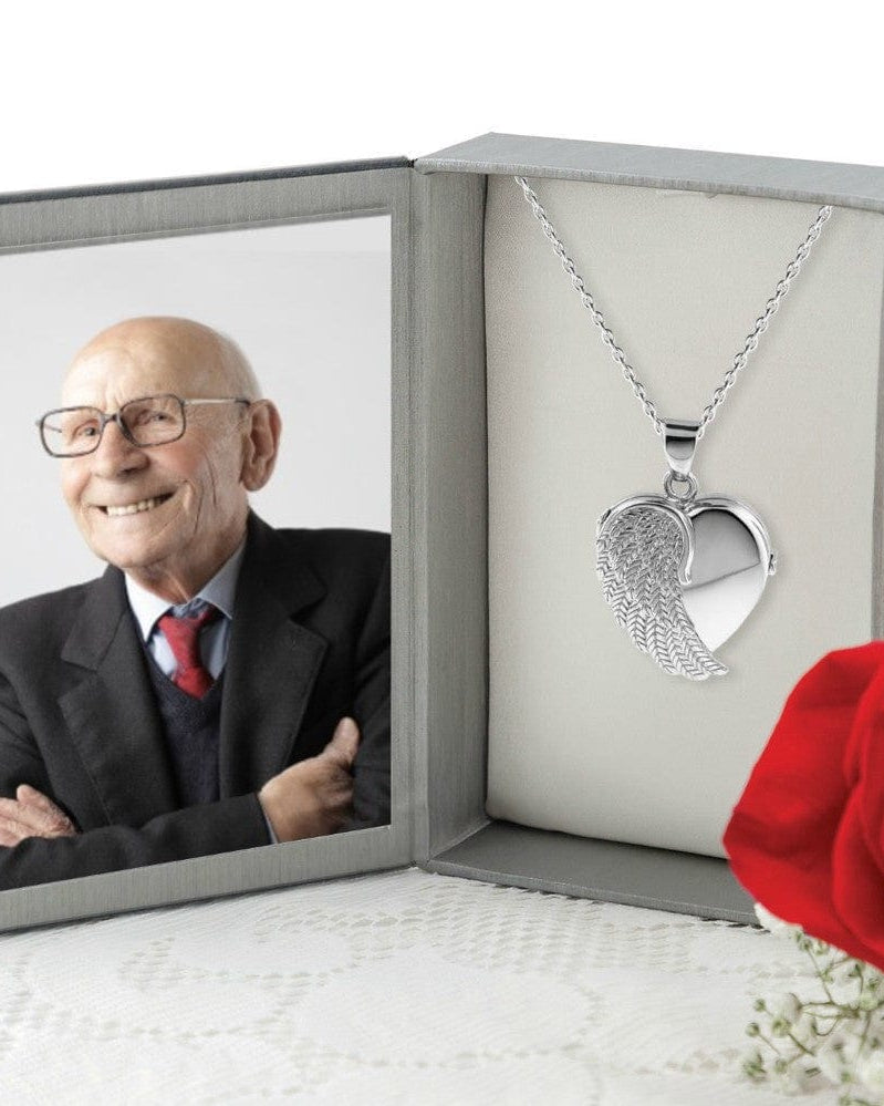 Cara Keepsakes Silver Locket Urns Silver Angel Wing Locket Urn