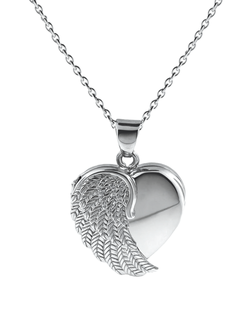 Cara Keepsakes Silver Locket Urns Silver Angel Wing Locket Urn
