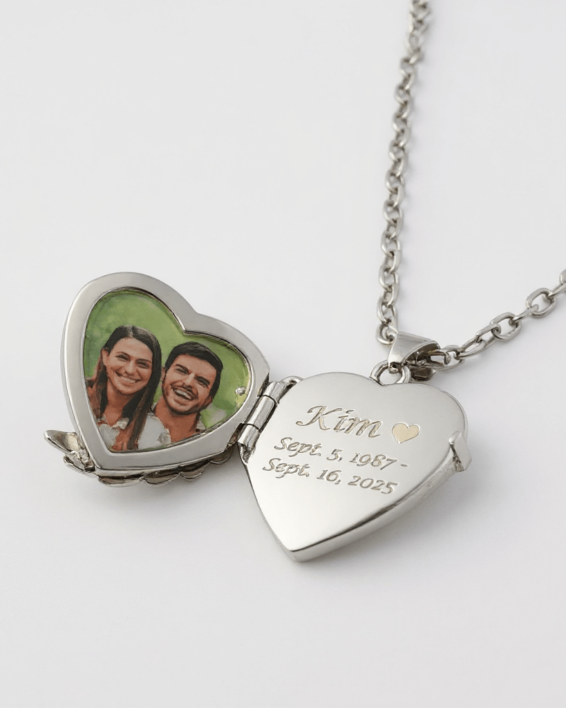 Cara Keepsakes Silver Locket Urns Silver Angel Wing Locket Urn