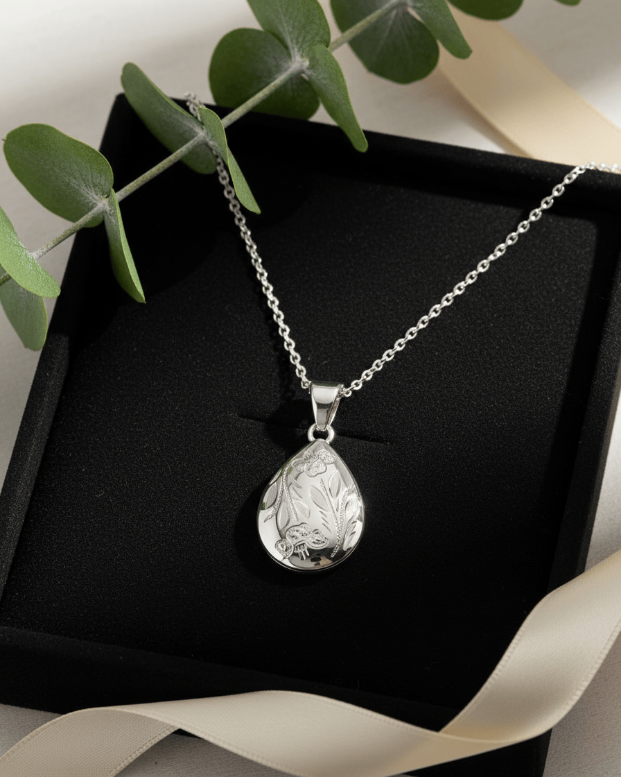 Cara Keepsakes Silver Pendant Urns 'Poppy' Teardrop Pendant Urn