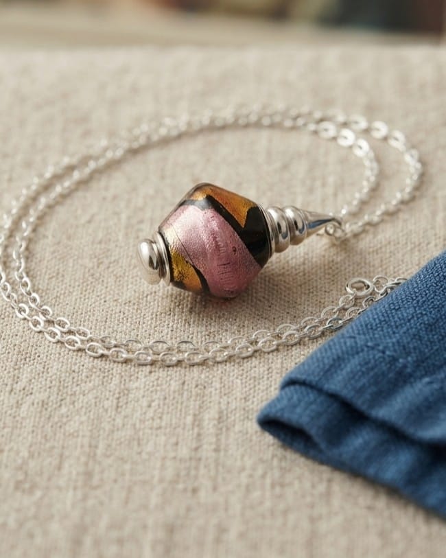 Cara Keepsakes Murano Glass Pendant Urns Murano Glass Pendant Urn - 'Eventide Rose'
