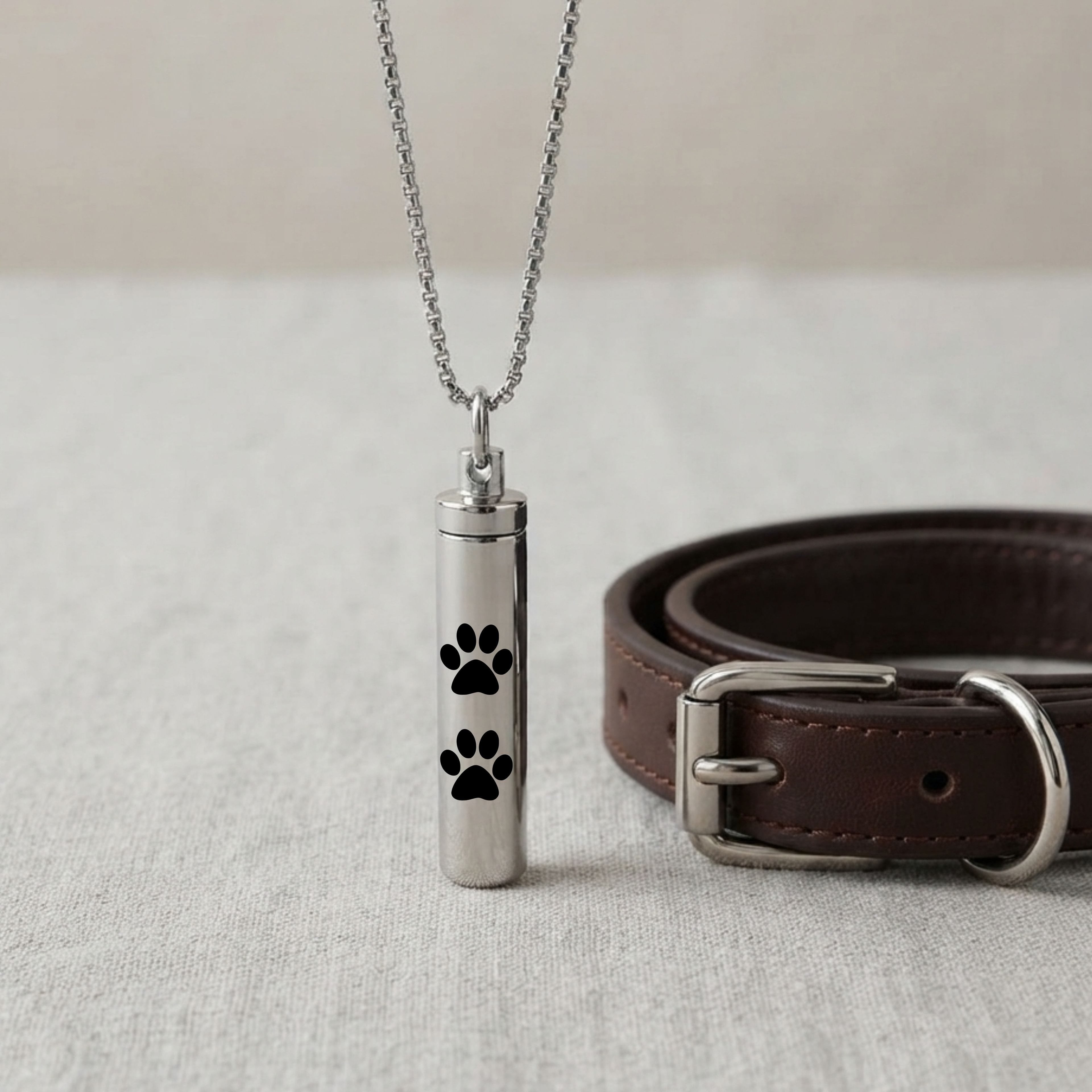 Cara Keepsakes Stainless Steel Stainless Steel Paw Print Cylinder Urn