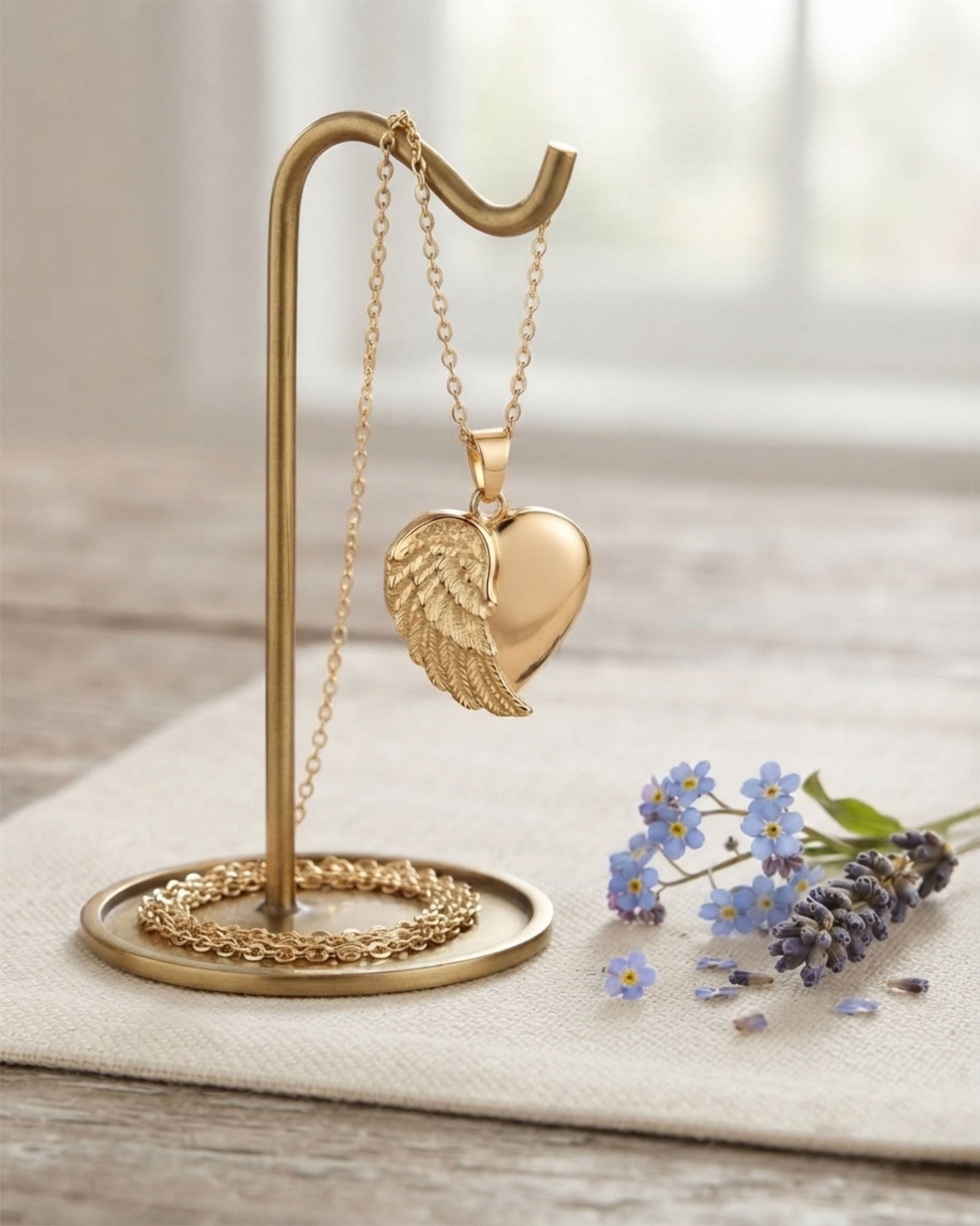 Cara Keepsakes Gold Pendant Urns Gold Angel Wing Pendant Urn (10K)