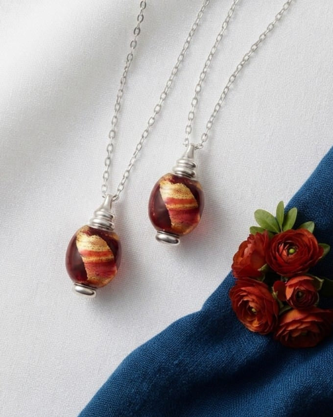 Cara Keepsakes Murano Glass Pendant Urns Murano Glass Pendant Urn - 'Beyond the Sunset' Olive